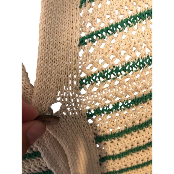 Vintage Style Green Cream Button Down Short Sleeve NERD Collared Sweater Sz XXL - Picture 5 of 16